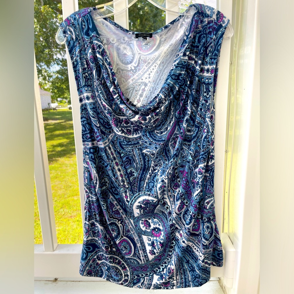 Talbots Paisley Draped Neck Top - XL